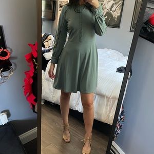 H&M Olive Green Long Sleeve Mini Dress M